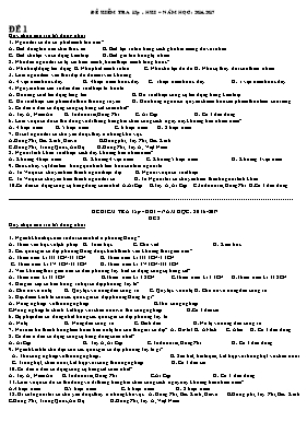 6 Đề kiểm tra 15p học kì I Lịch sử lớp 12 - Năm học 2016-2017